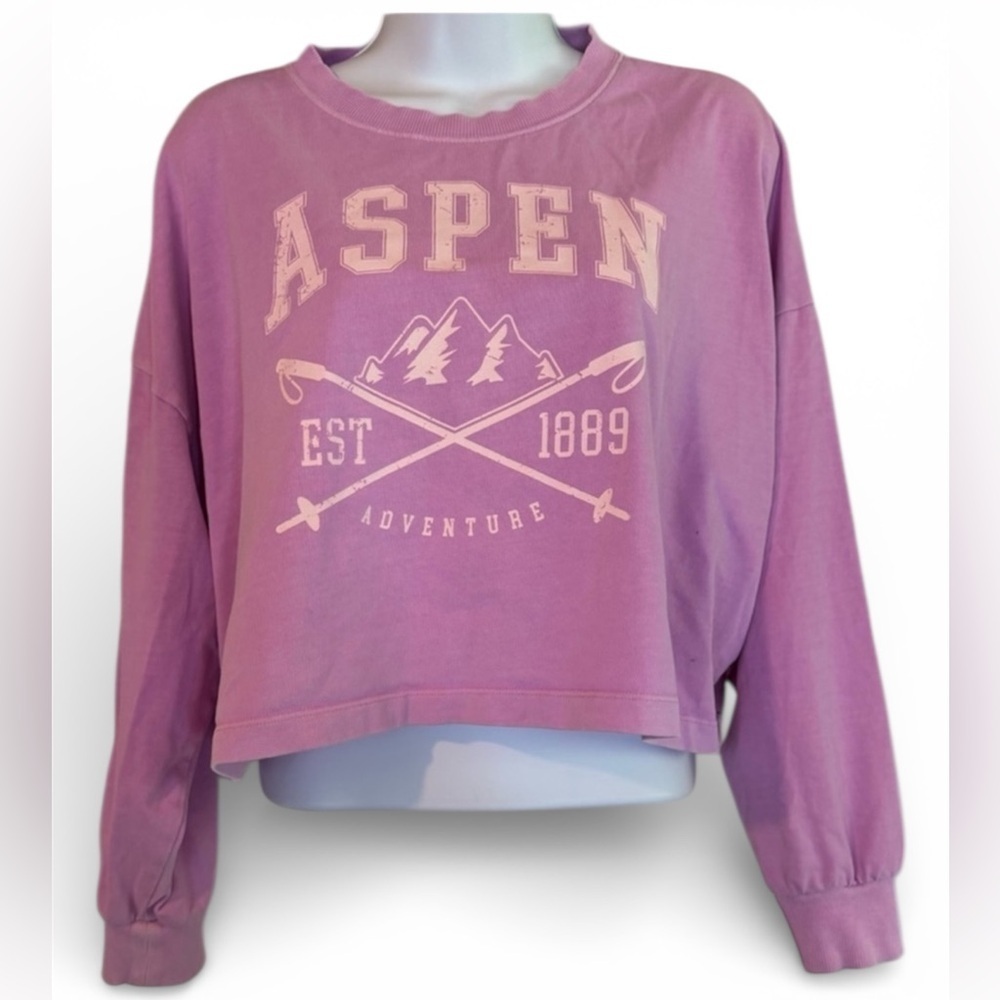 Wild Fable Purple/Pink Graphic Crop Sweatshirt - Women’s Sweatshirt